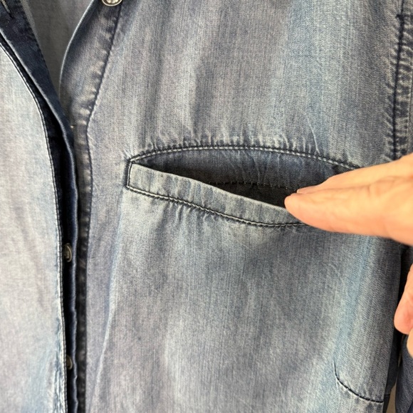 Coldwater Creek Chambray Tencel Dress Gathered Sleeves Button Women’s Sz S (6-8) - Picture 4 of 13